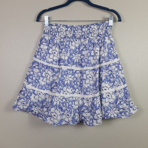 J Crew Blue and White Floral Tiered Cotton Mini Skirt Size Small - Picture 5 of 5